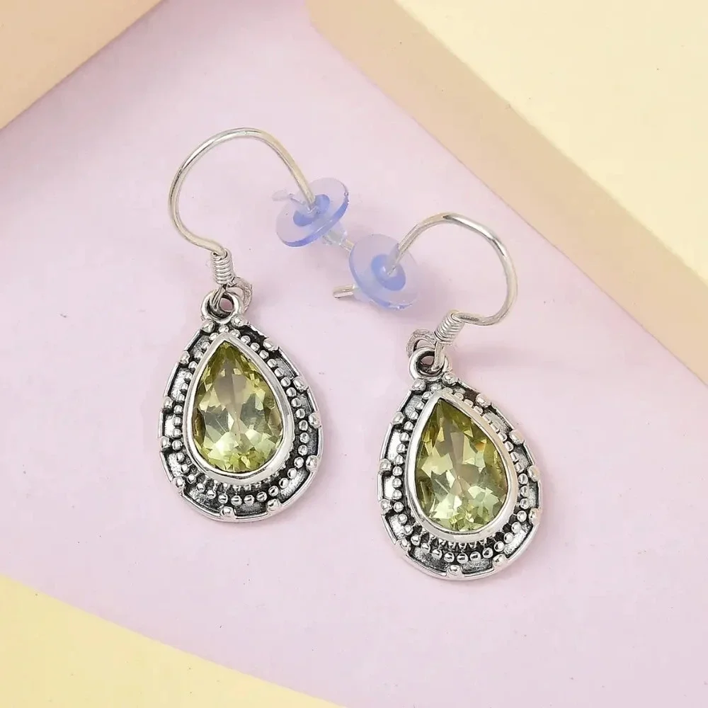 Ouro Verde Quartz Earrings in 925 Sterling Silver